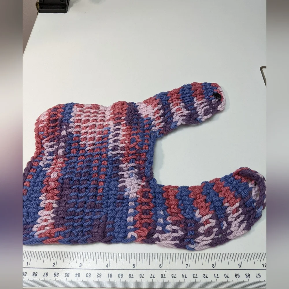 Tunisian Crochet Baby Bib, multicolor cotton yarn, handmade in the USA, Unisex